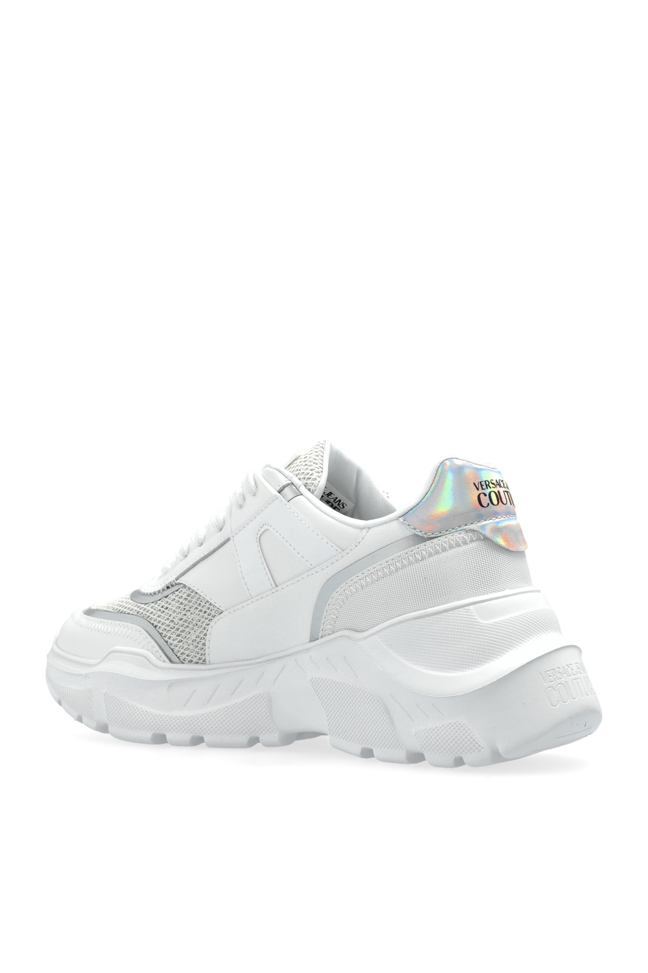 White Sneakers with shimmering glitter Versace Jeans Couture